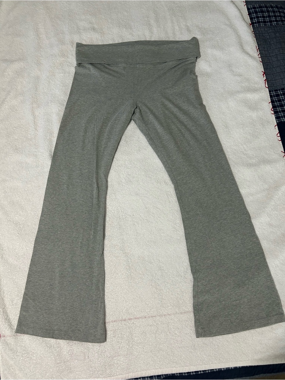PINK Victoria's Secret Gray Fold-Over Waist Flare Leggings
